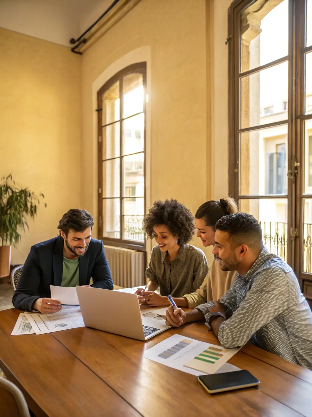 A visual representation of a business team successfully using Microsoft Copilot, highlighting collaboration and efficiency.